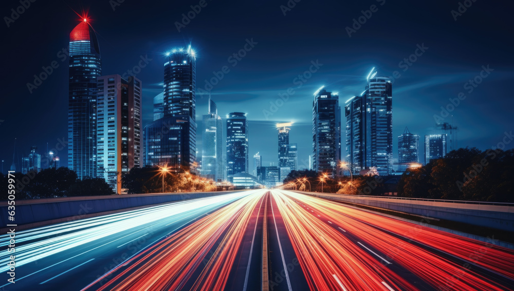 Stadt Haupstraße Autolichter Stadt Haupstraße Autolichter