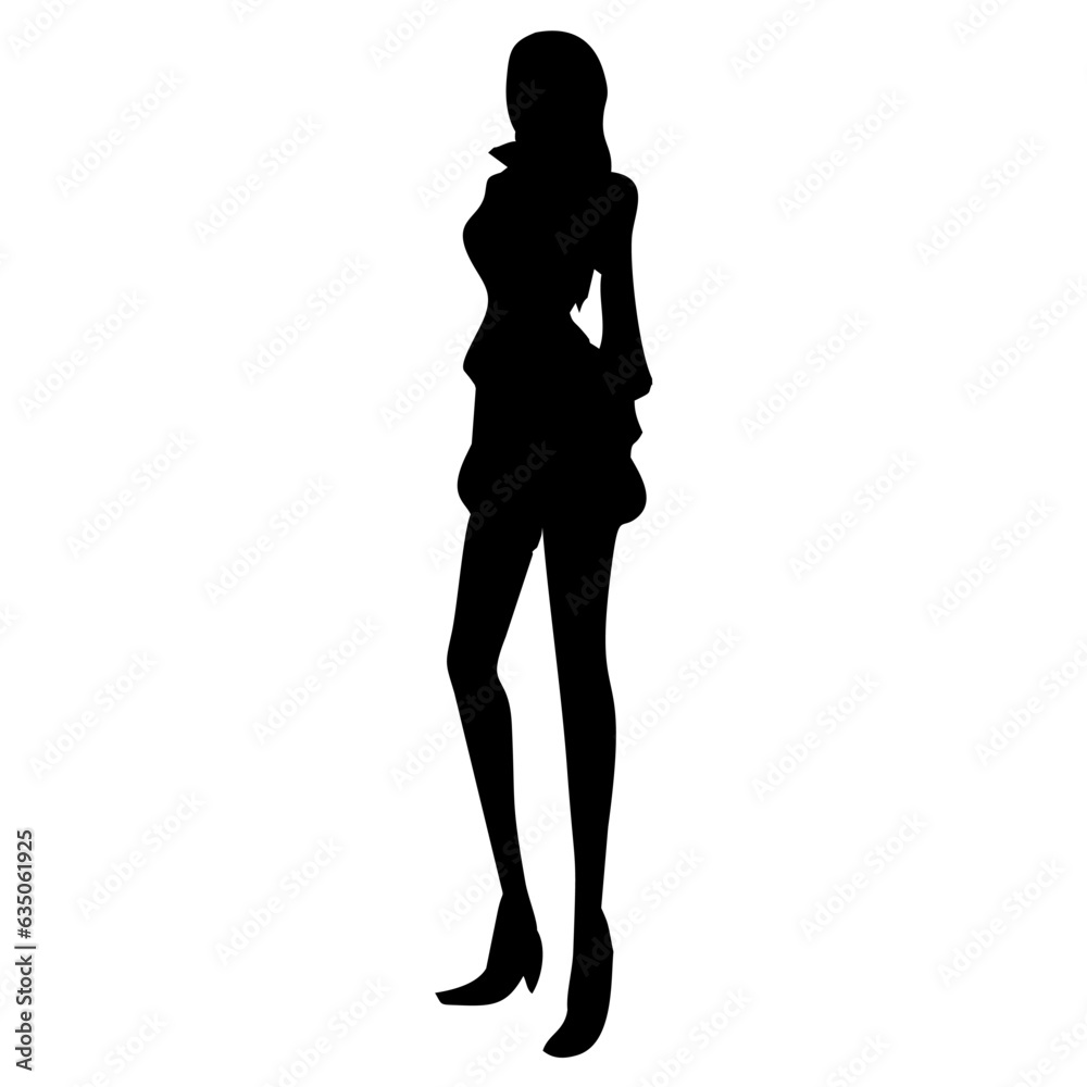 beautiful woman silhouette standing looking elegant