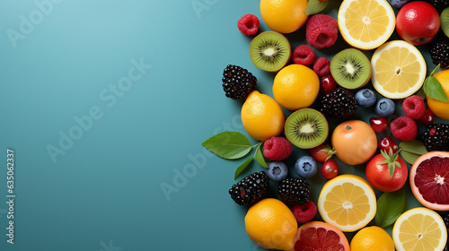 Collection of mixed fruits overhead view flat lay. background with fruits. fruits background. fruit
