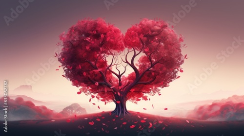 red heart shaped tree on white background. © Ирина Рычко