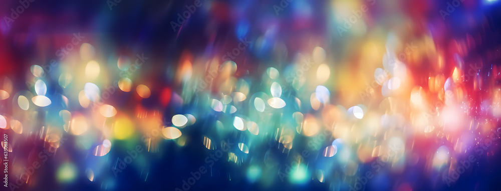 Enchanted Night: A Symphony of Bokeh, Blur colorful rainbow crystal light leaks banner