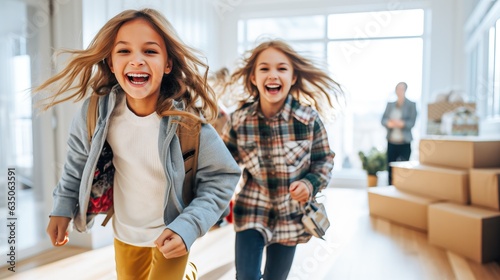 Happy young people moving i...
