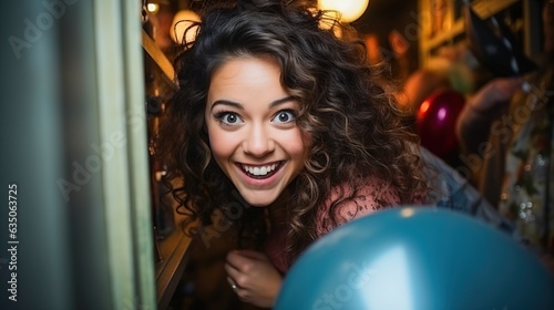 Happy young woman at a birt...