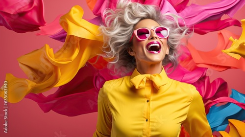 woman in an explosion of co...
