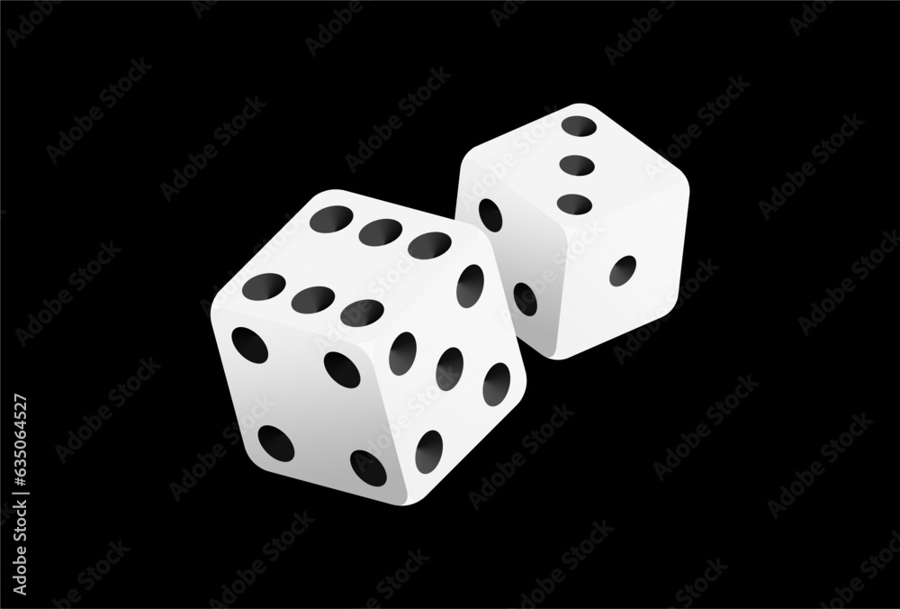 Realistic White Dices vector icon illustration Realistic White Dices vector icon illustration