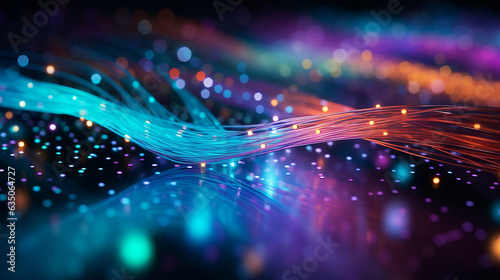 data flowing through fiber optics cables, digital neon background © AI for you