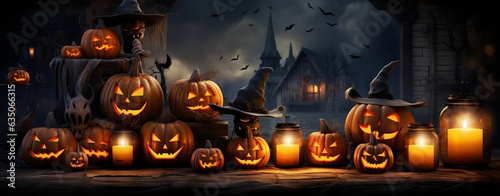 Haunted Halloween Hideaway, Jack O' Lanterns, Cauldron, and Candlelit Room © Ash