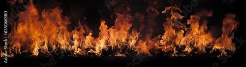 Powerful Fire Display on Black Background