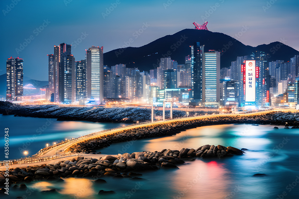 Fototapeta premium city skyline. Generative AI