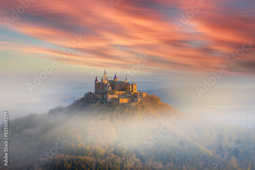 German Castle Hohenzollern over the Clouds © Samet