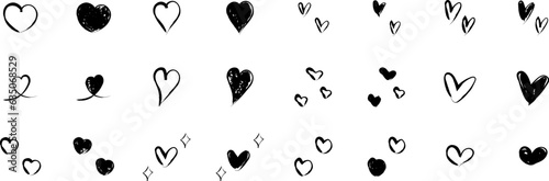 Cute hand drawn heart illustration set on a white background..  Vector illustration heart icons. photo