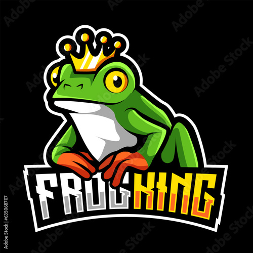 king Frog mascot e sport logo design