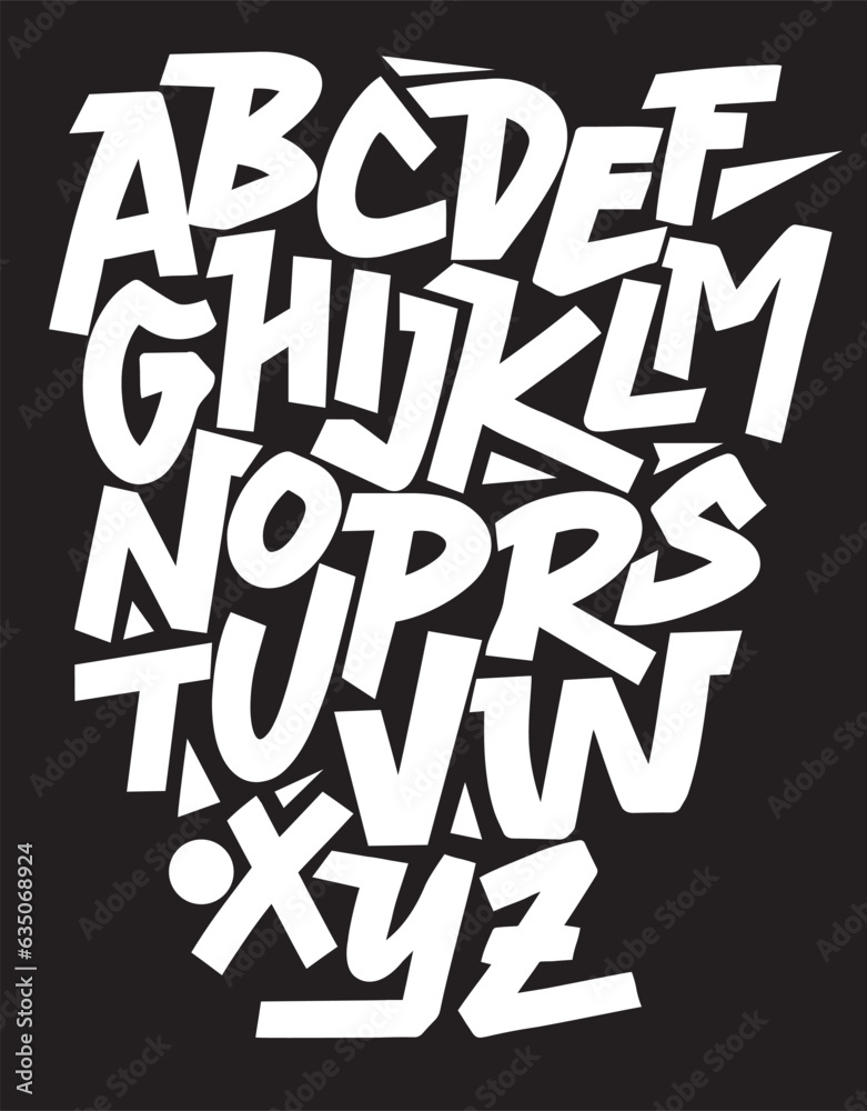 Vector hand drawn typeface in graffiti style