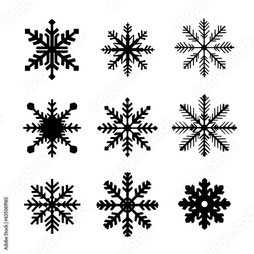 Set of cute snowflakes for decorated Christmas isolate white background generated AI