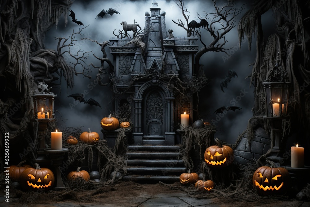 Spooky Halloween Backdrop: A hauntingly atmospheric background that sets the eerie tone for a