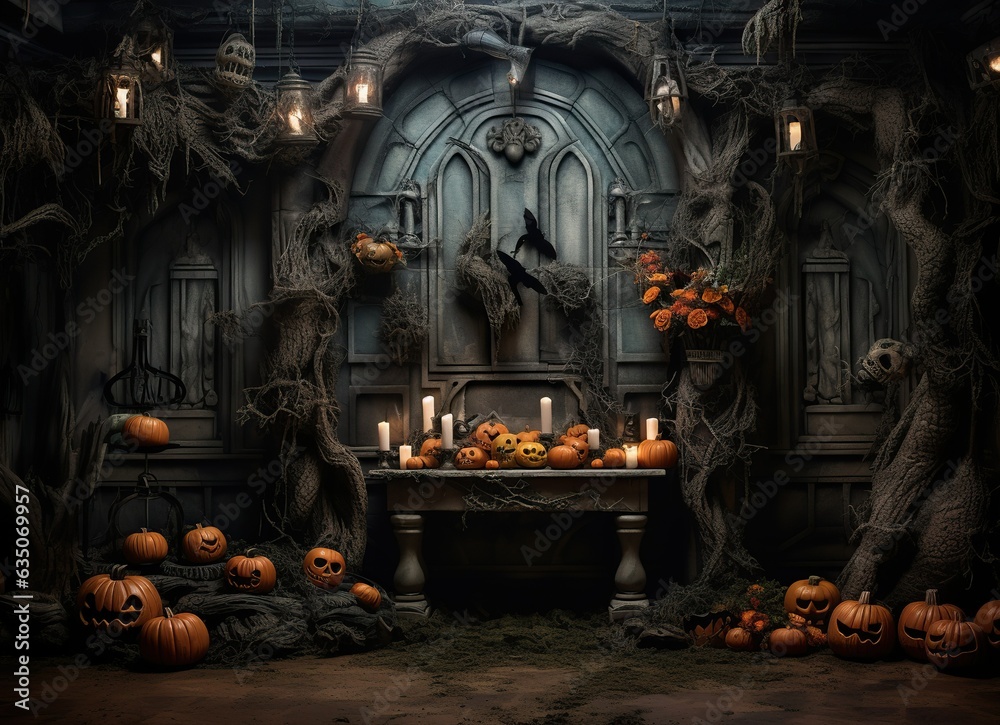 Spooky Halloween Backdrop: A hauntingly atmospheric background that sets the eerie tone for a 