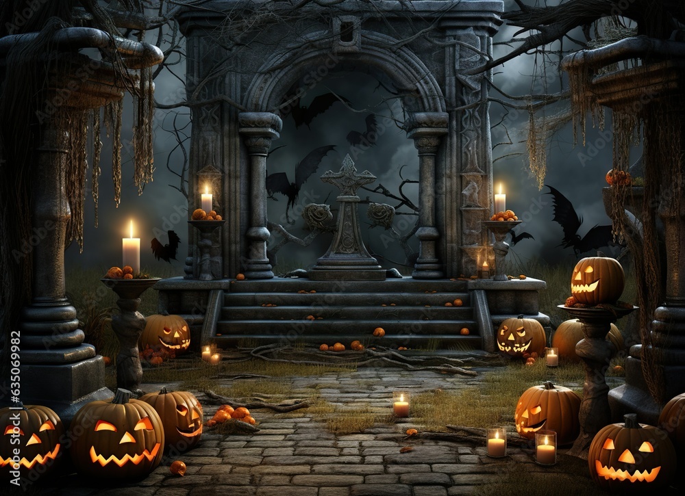 Spooky Halloween Backdrop: A hauntingly atmospheric background that sets the eerie tone for a