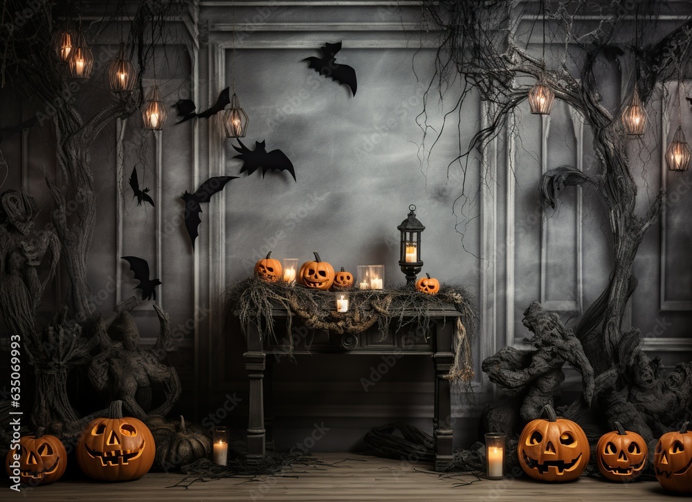 Spooky Halloween Backdrop: A hauntingly atmospheric background that sets the eerie tone for a 