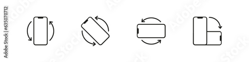 Rotate phone sign. Turn mobile device icon. Isolated vector ratation sign. Horisontal turn of mobile phone vector sign.
