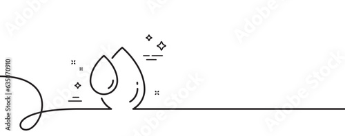 Oil drop line icon. Continuous one line with curl. Hair care serum sign. Oil drop single outline ribbon. Loop curve pattern. Vector