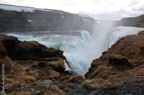 Fototapeta Naklejka Na Ścianę i Meble -  Water Pouring Over Gullfoss Waterfall in Iceland