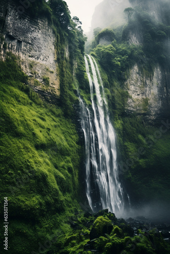 GENERATIVE AI: Majestic Waterfall in a Serene Natural Setting © Isidro