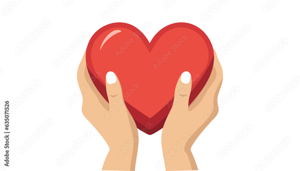 hands holding a heart in a flat style on a white background. Vector illustration hands holding a heart in a flat style on a white background. Vector illustration
