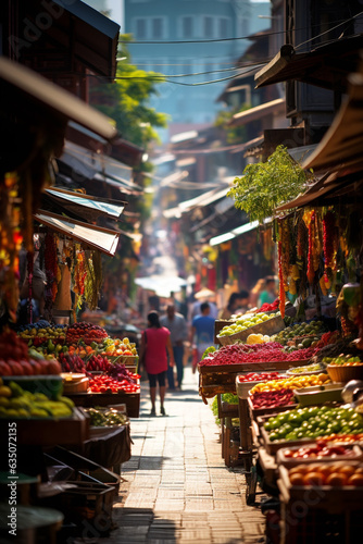 GENERATIVE AI: Vibrant City Street Market Bursting with Life and Diversity © Isidro