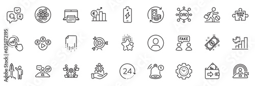 Icons pack as Quick tips, Video conference and Recovery file line icons for app include Job interview, Reminder, Graph chart outline thin icon web set. Inclusion, Wallet. Vector