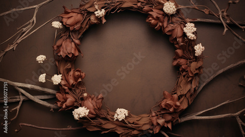 Coroa de casamento de flor marrom 