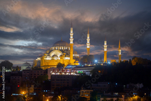 Beautiful view of gorgeous historical Suleymaniye Mosque