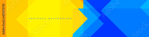 Abstract yellow and blue banner with geometric objects. Vector abstract business background design. Vector illustration