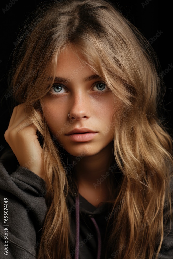 Teenager girl looking sad. Child depression Teenager girl looking sad. Child depression