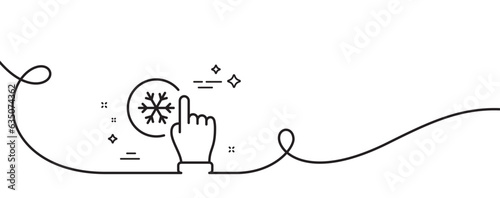 Freezing click line icon. Continuous one line with curl. AC cold temperature sign. Fridge function symbol. Freezing click single outline ribbon. Loop curve pattern. Vector