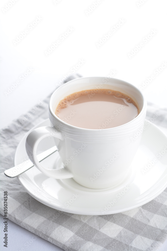 hot cocoa chocolate, milk tea, milk coffee kopi mocha latte cappuccino in white cup on grey cloth white background asian beverage halal food drink menu for hotel bar hot cocoa chocolate, milk tea, milk coffee kopi mocha latte cappuccino in white cup on grey cloth white background asian beverage halal food drink menu for hotel bar