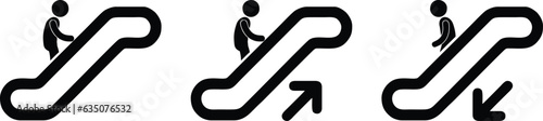 Escalator outline icons set. Editable stroke. Vector graphics eps 10