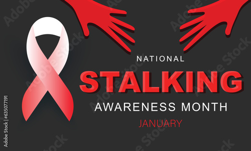 National Stalking awareness month. background, banner, card, poster, template. Vector illustration.