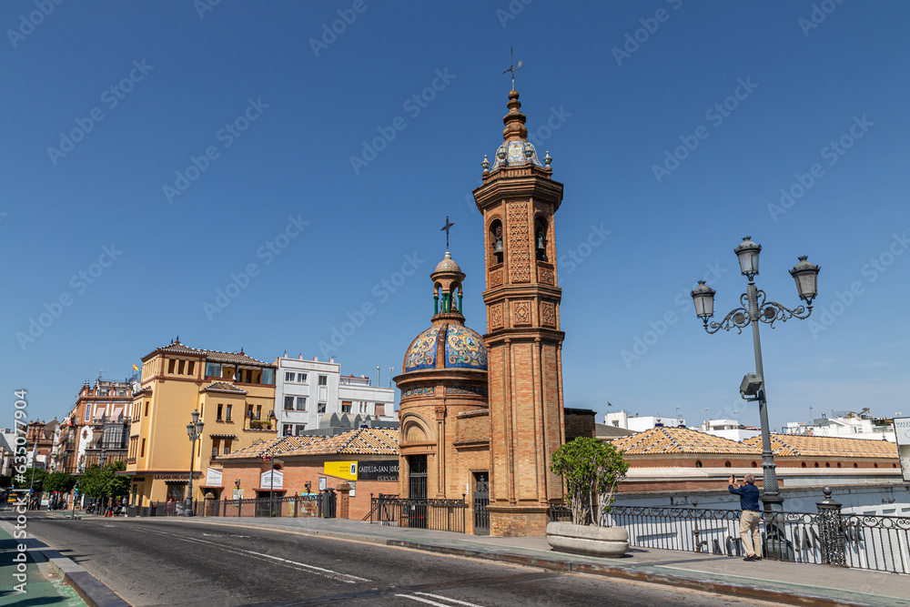Sevilla, Spain. The Capilla del Carmen (Carmel Chapel) also known as Iglesia del Puente (Bridge Church), by Anibal Gonzalez