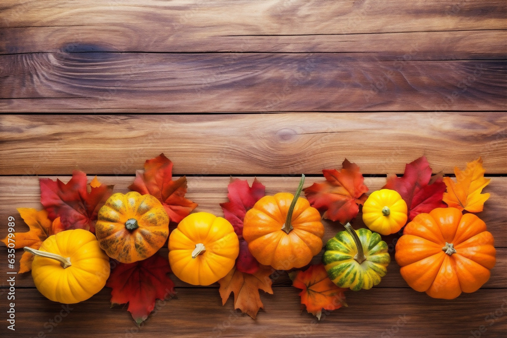 leaf season wood background wooden pumpkin autumn halloween fall autumnal orange. Generative AI. leaf season wood background wooden pumpkin autumn halloween fall autumnal orange. Generative AI.