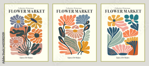 Flower Market Print Set of 3,Botanical Wall Art,Floral Drawing Posters,Flower Poster Set,Custom Wall Art Set,