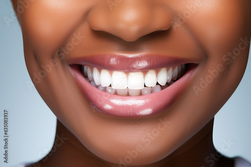 closeup of young black woman smiling  ai generated