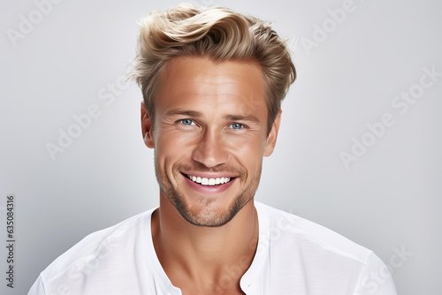 portrait of handsome blond man, ai generated