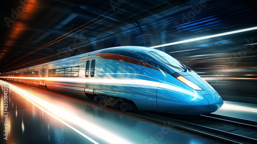High speed train with motion blur.