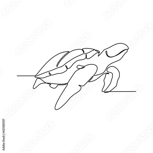 One continuous line drawing of tortoise vector illustration. Unravel the secrets of their sturdy shells, built for protection and temperature regulation. Animal design suitable for your asset.