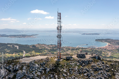 A curotiña. Aerial centred photograph. Ria de Arousa in the background. photo