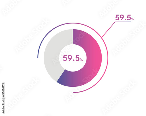 59.5 Percentage circle diagrams Infographics vector, circle diagram business illustration, Designing the 59.5% Segment in the Pie Chart.