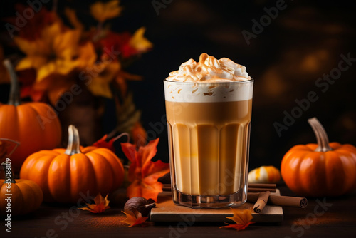 Autumn-inspired pumpkin cream cold brew latte with a cozy fall vibe