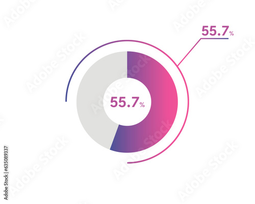 55.7 Percentage circle diagrams Infographics vector, circle diagram business illustration, Designing the 55.7% Segment in the Pie Chart.