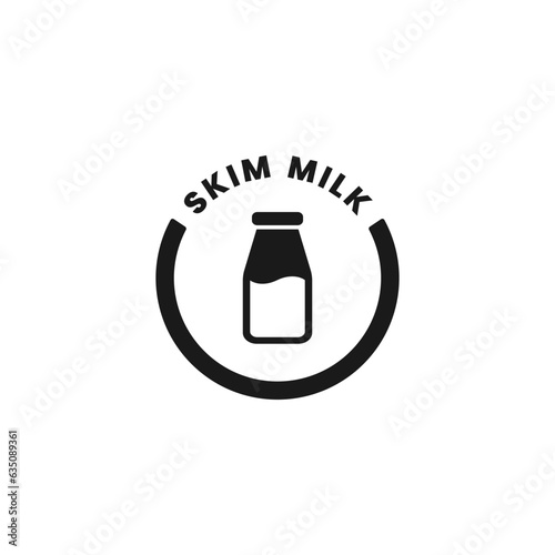 Skim milk icon or Skim milk label vector isolated in flat style. Best Skim milk label for product packaging design element. Skim milk icon for packaging design element.