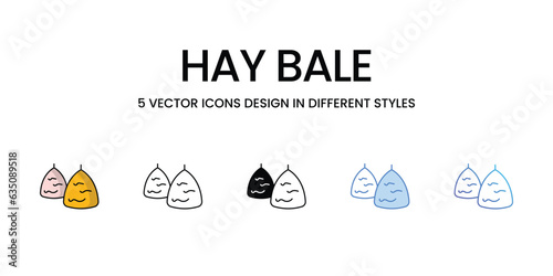 Hay bale Icon Design in Five style with Editable Stroke. Line, Solid, Flat Line, Duo Tone Color, and Color Gradient Line. Suitable for Web Page, Mobile App, UI, UX and GUI design.